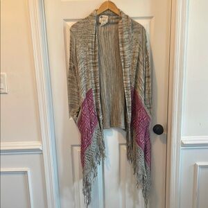 Billabong Gray and Pink Cardigan Sweater